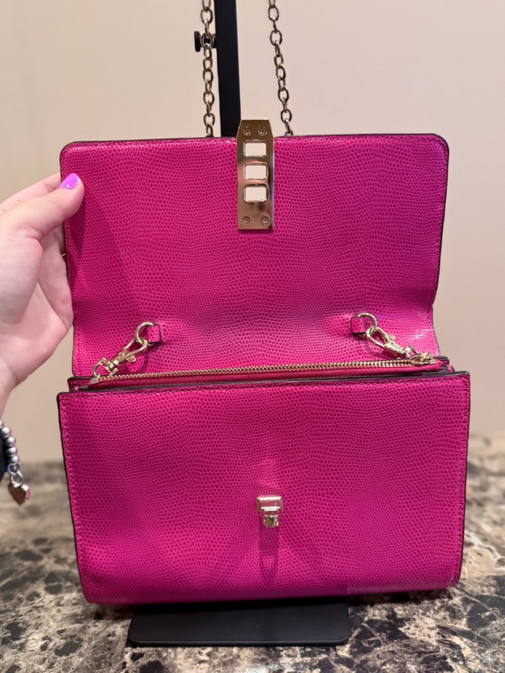 Henri Bendel Snakeskin-Embossed Uptown Crossbody/ Clutch - Picture 11 of 14